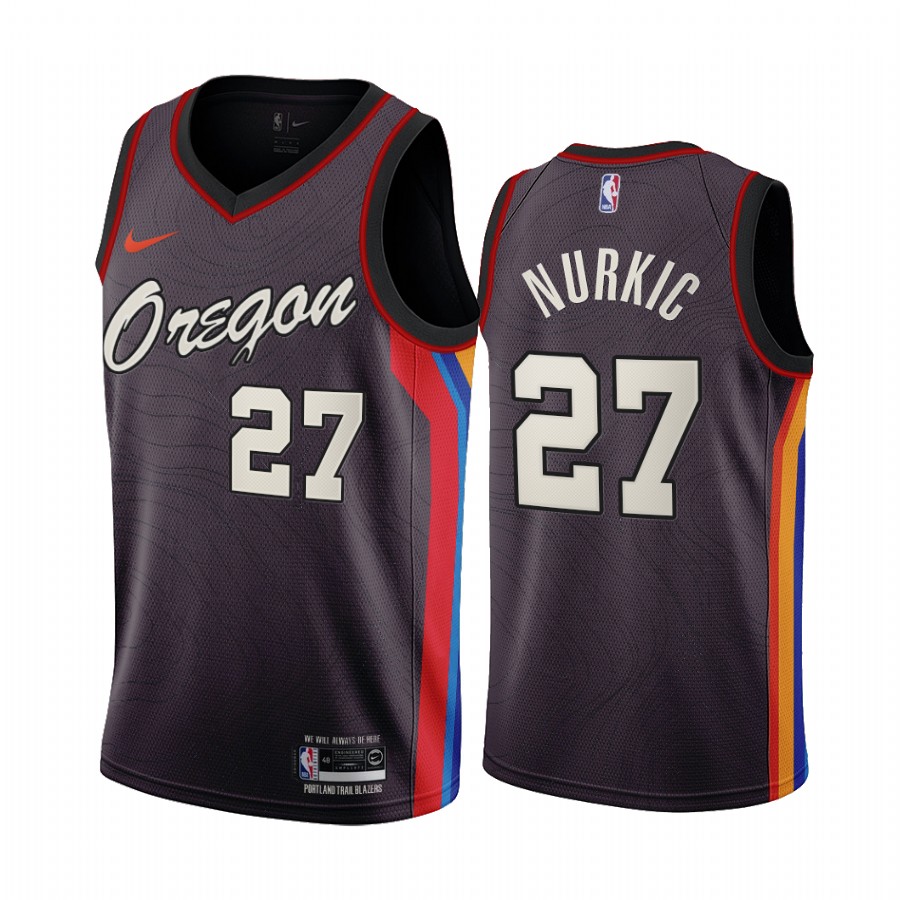 Men's Portland Trail Blazers #27 Jusuf Nurkic 2020-21 Coffee NBA City Edition Stitched Jersey